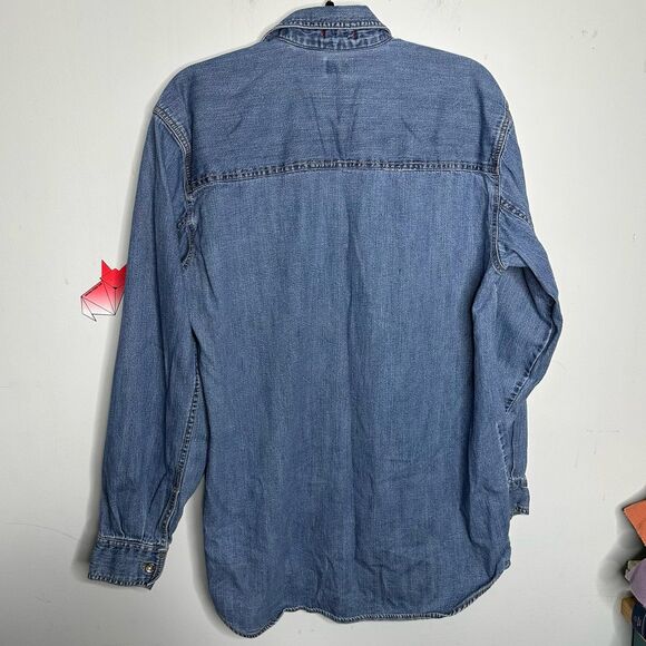 Vintage 2002 Y2K Levi’s Loose Fit Denim Button Down Shirt Size Small - Picture 2 of 7